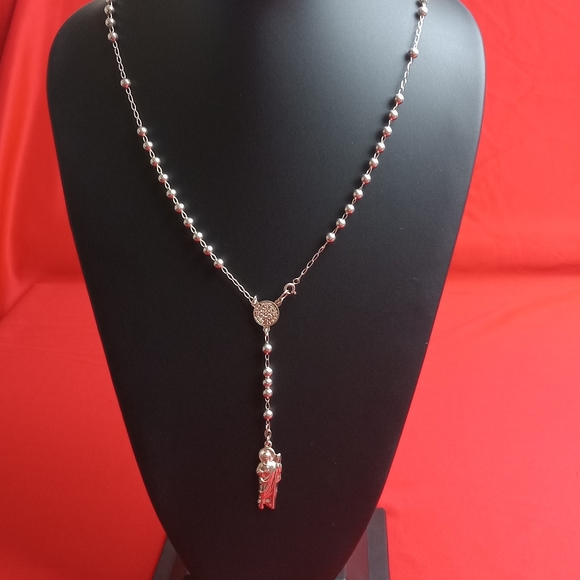 925 sterling SILVER men and women/Catholic ROSARIO necklace - Picture 9 of 16